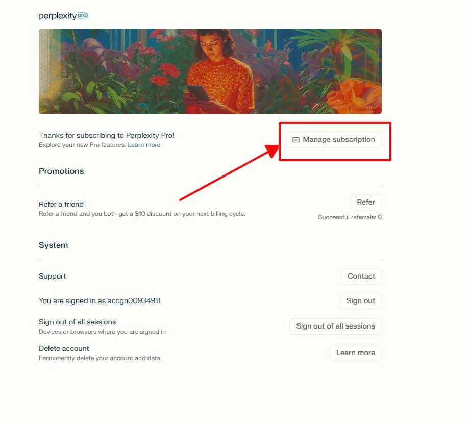  Chọn "Manage subscription"