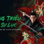 Poster phim Đường Triều Quỷ Sự Lục với hai nhân vật chính cầm kiếm và họa tiết hoa văn huyền bí.