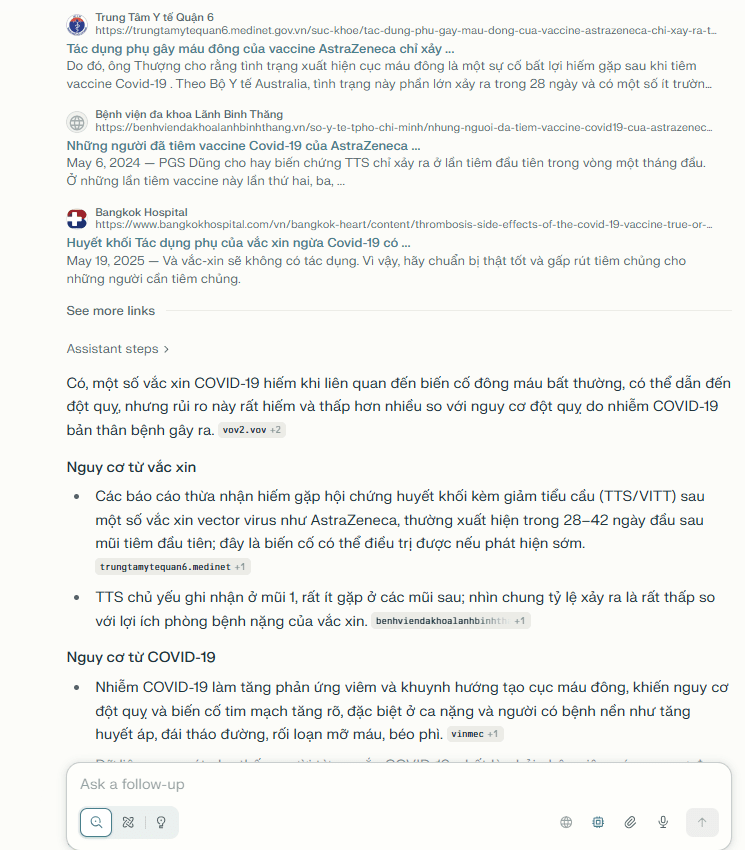 Minh họa tính năng Research trên Perplexity Pro – AI tổng hợp thông tin y khoa từ nhiều nguồn uy tín.