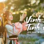 Poster phim Vĩnh Dạ Tinh Hà – Love Game in Eastern Fantasy với hình ảnh cặp đôi chính trong trang phục cổ trang dưới ánh nắng hoàng hôn lãng mạn.